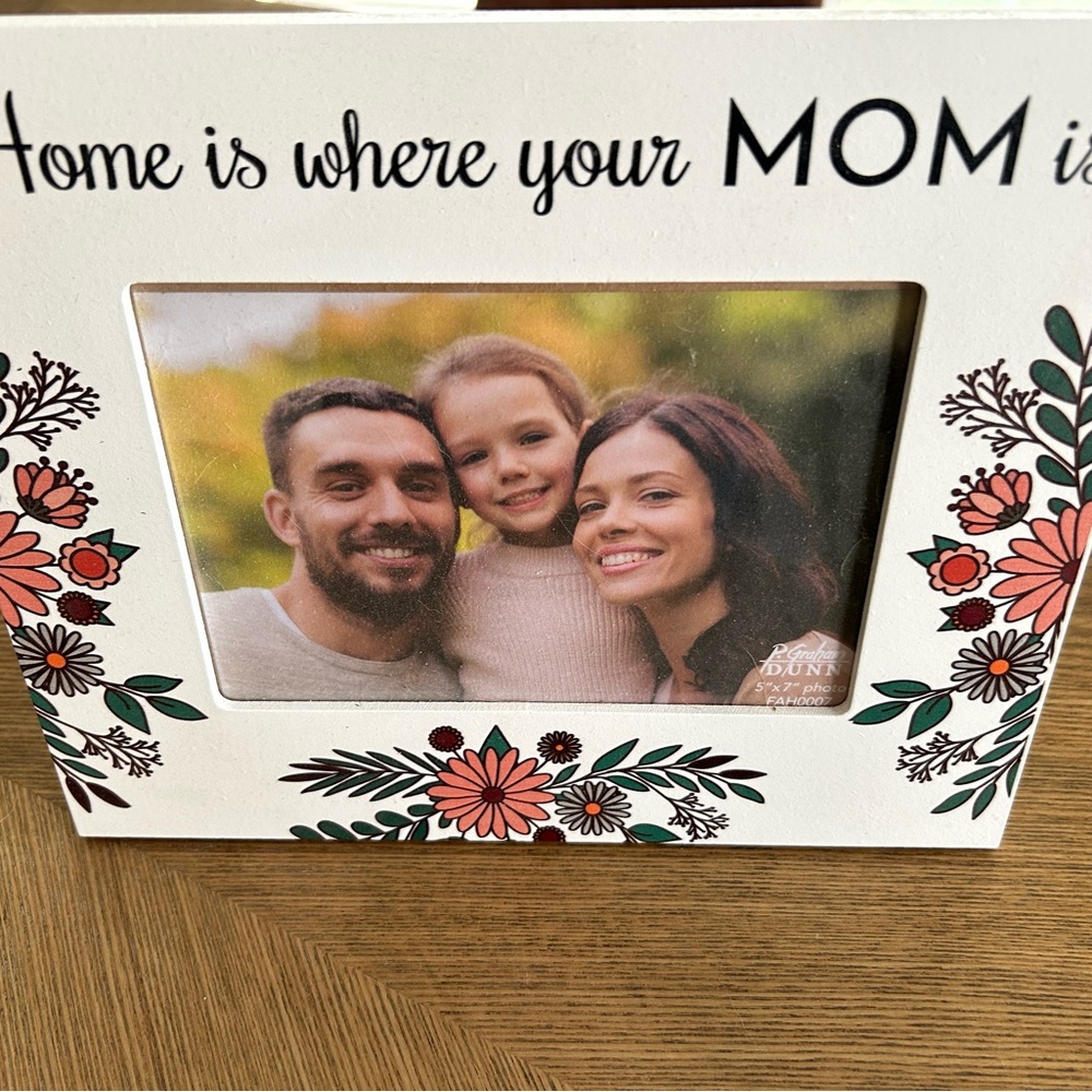 Floral Picture Frame - White with Pink and Green Accents